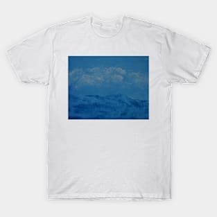 Oil painting - Foggy Landscape in Blue T-Shirt